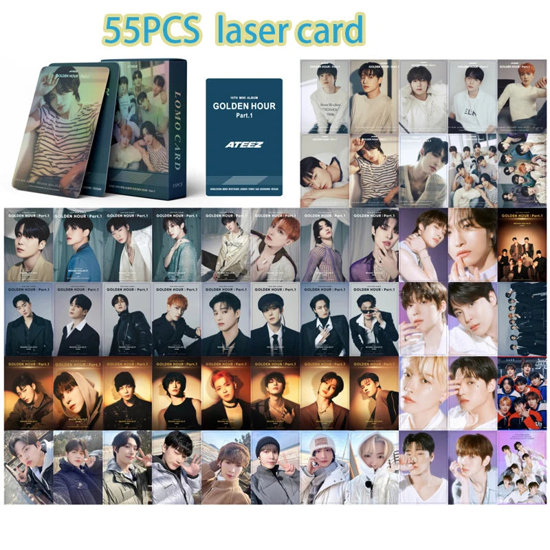 50pcs KPOP ATEEZ Photo laser Card Set – LOMO Style Collector's Edition