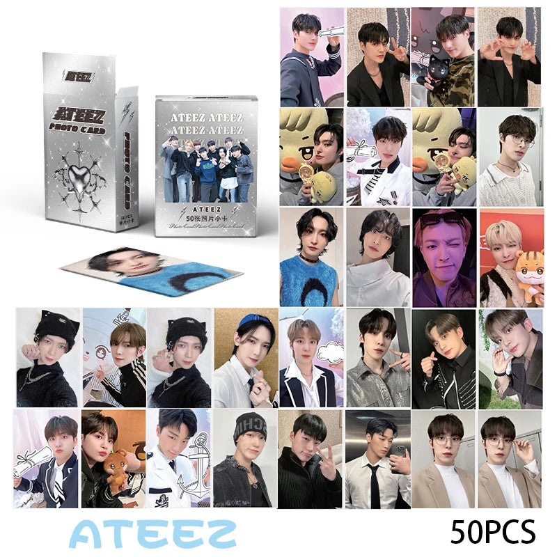 50pcs KPOP ATEEZ Photo laser Card Set – LOMO Style Collector's Edition