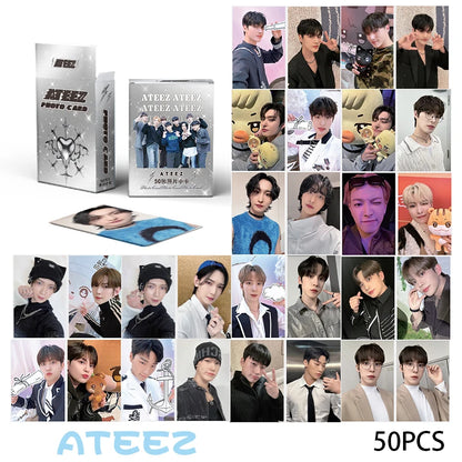 50pcs KPOP ATEEZ Photo laser Card Set – LOMO Style Collector's Edition