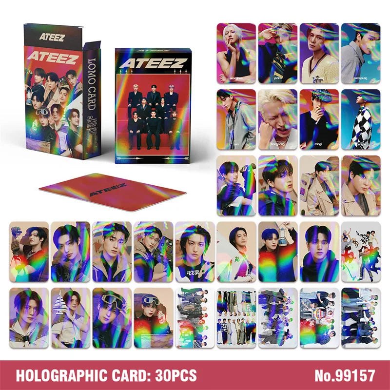 50pcs KPOP ATEEZ Photo laser Card Set – LOMO Style Collector's Edition